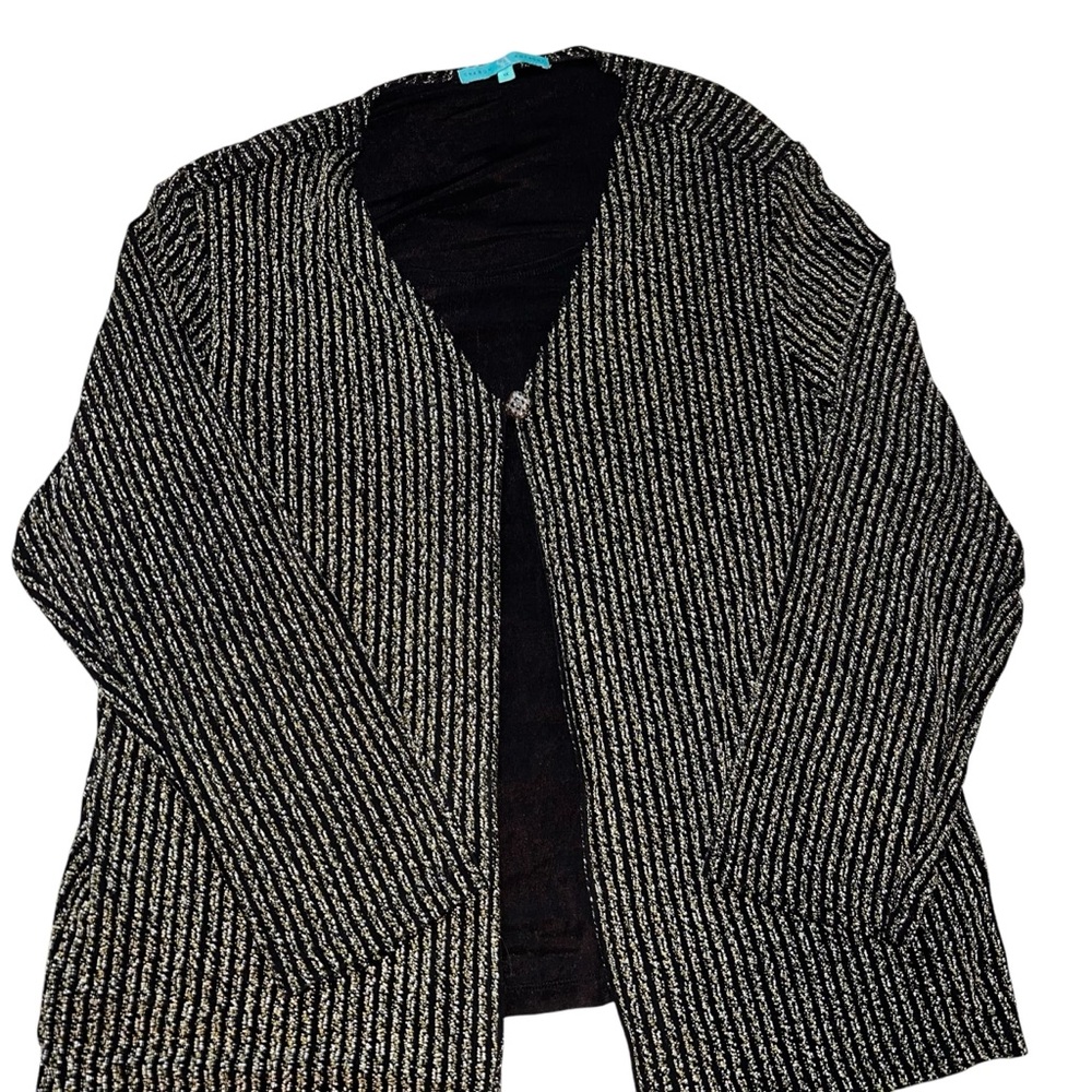 Sharon Anthony Black Top 1X Layered Look Long Sleeve